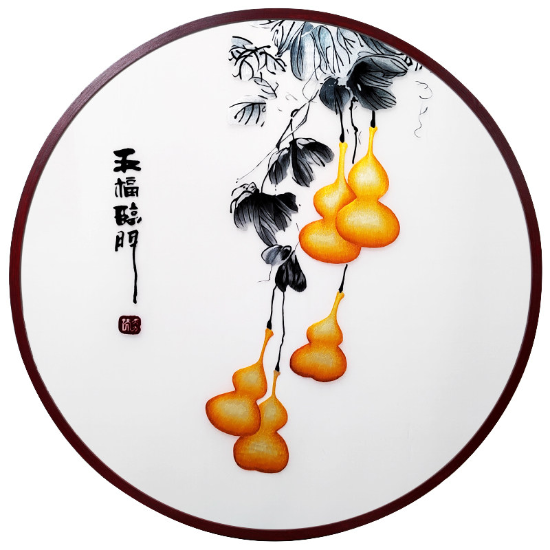 精细1到4丝纯手工成品新挂画中式刺绣玄关框装饰画圆苏绣苏州