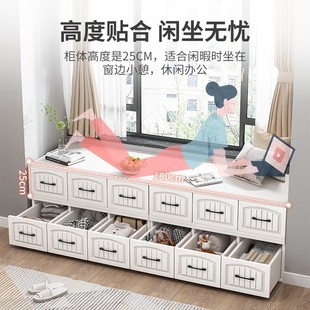 飘窗柜窗台阳台柜收纳榻榻米置A物柜炕柜翻盖可坐地柜矮柜储物柜