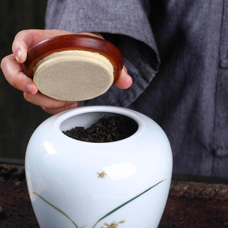 大码茶叶罐陶瓷密封罐防潮大号家用放茶叶的茶罐容器半斤装复古风
