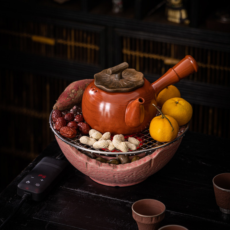 围炉煮茶电陶炉鹅卵石家用室内电陶煮茶器煮茶炉罐罐茶烤茶炉套装