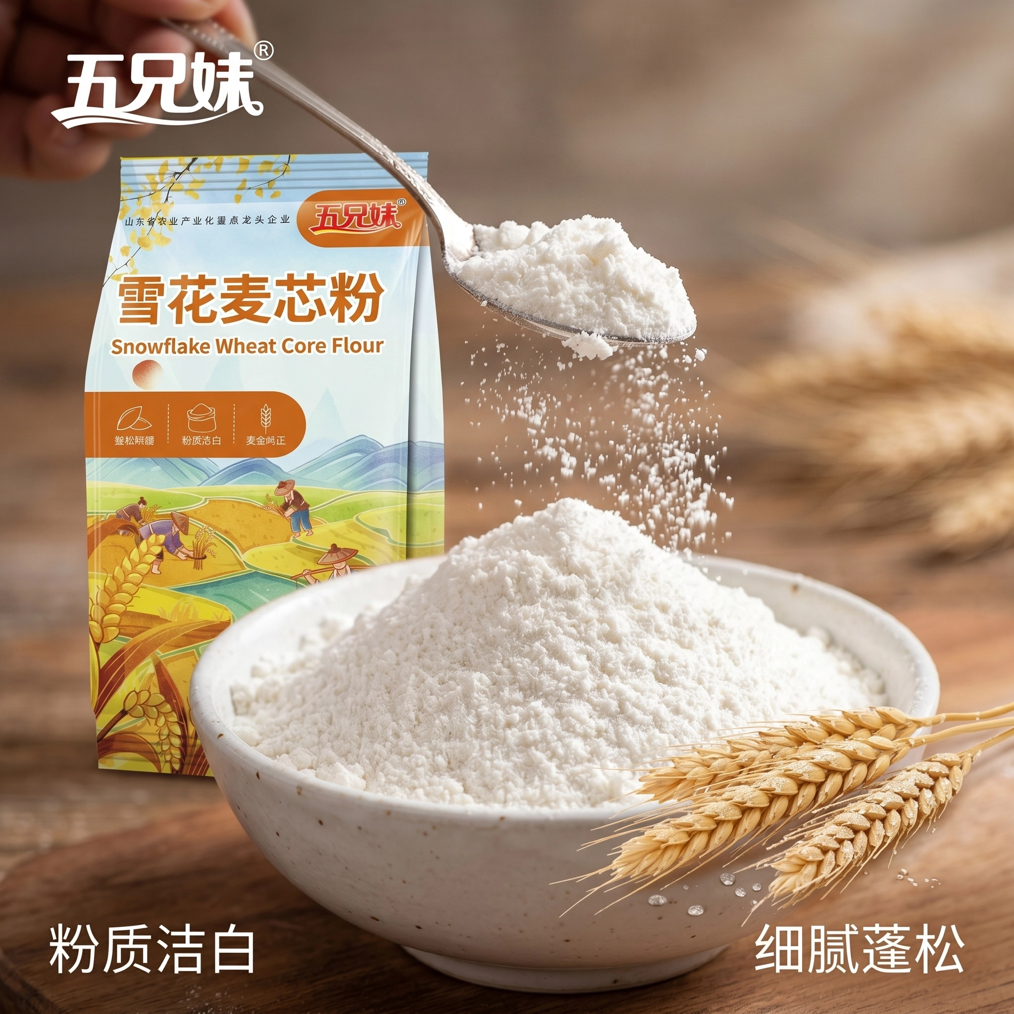 五兄妹雪花麦芯粉烘焙专用蓬松