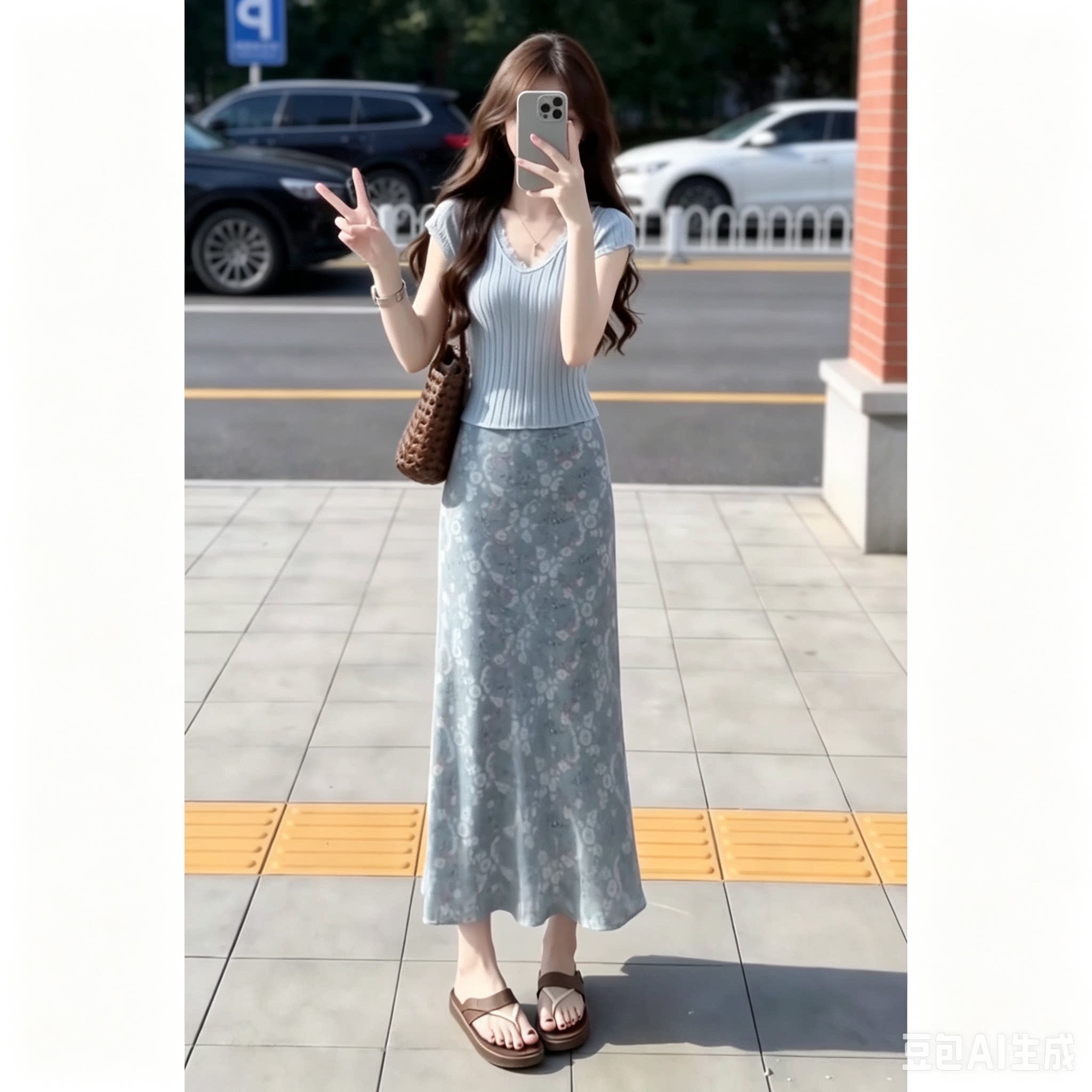 2026夏季新款 碎花套装女韩大码半身裙