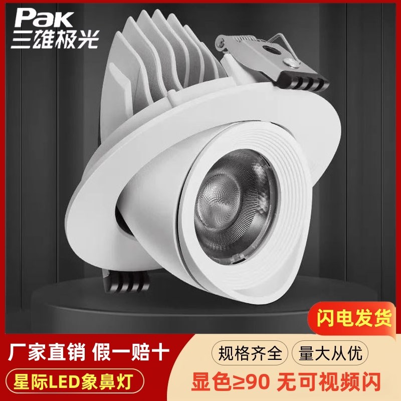 三雄极光LED星际射灯28W35W嵌入式象鼻灯COB超亮商用聚光背景射灯图片