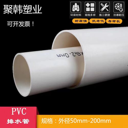 PVC-U排水管PVC下水排水白色管50mm 75mm 110mm 160mm 200mm 包邮