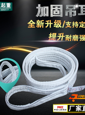 白色扁平吊装带双扣环形工业吊带行车吊车起重工具5吨3吨2T4米