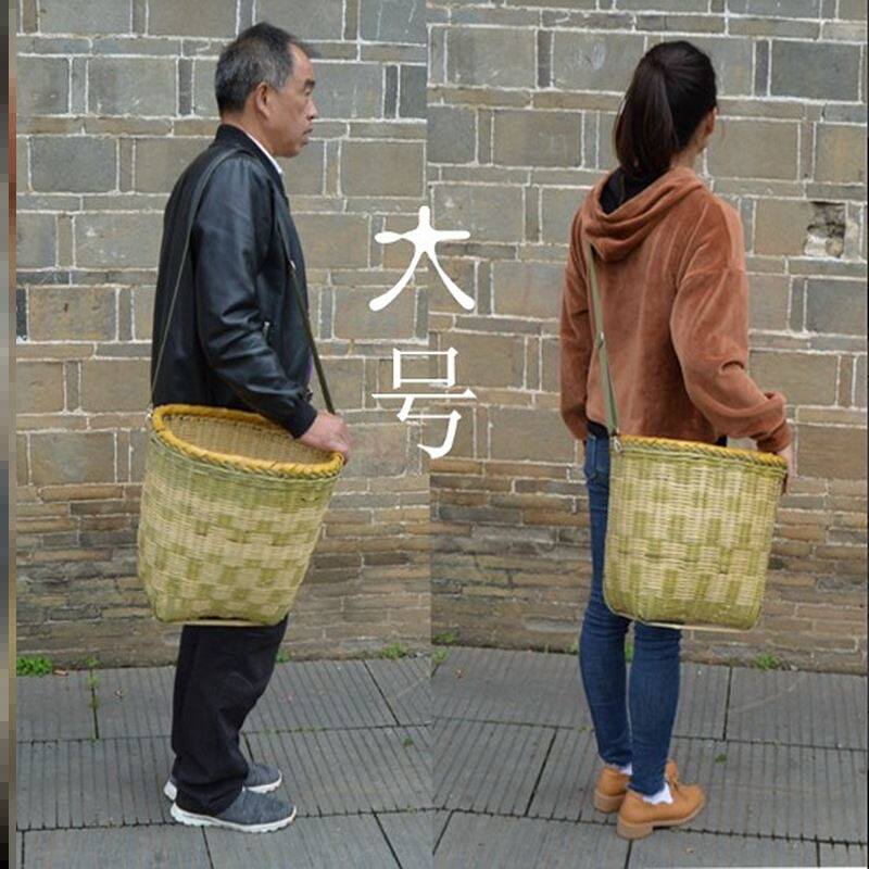 采茶神器摘茶叶背篓采茶竹篓袋子采摘篓采蘑菇背筐成人侧背篓竹编