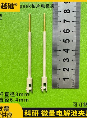 上海微型PEEK变径铂片电极夹 微量电解池Pt电极夹 夹缝2mm样片夹