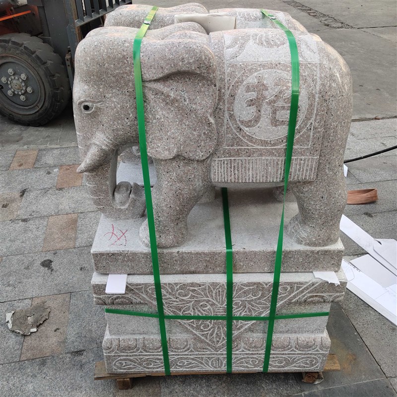 镇宅大象摆件一对石头公母大象看门石象招财吉祥大象吸财风水象