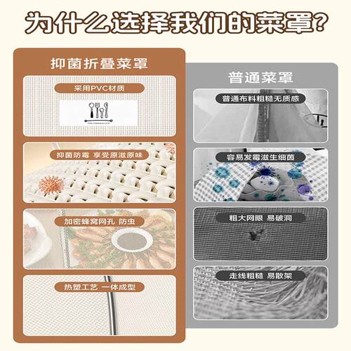 抑菌菜罩家用盖菜2026新款可折防叠桌罩剩菜尘防罩苍蝇蚊餐虫网罩