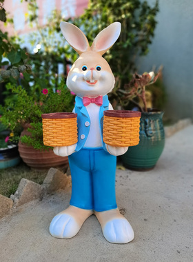 庭院装饰户外花园兔子摆件创意可爱卡通植物盆栽阳台家居布置雕塑