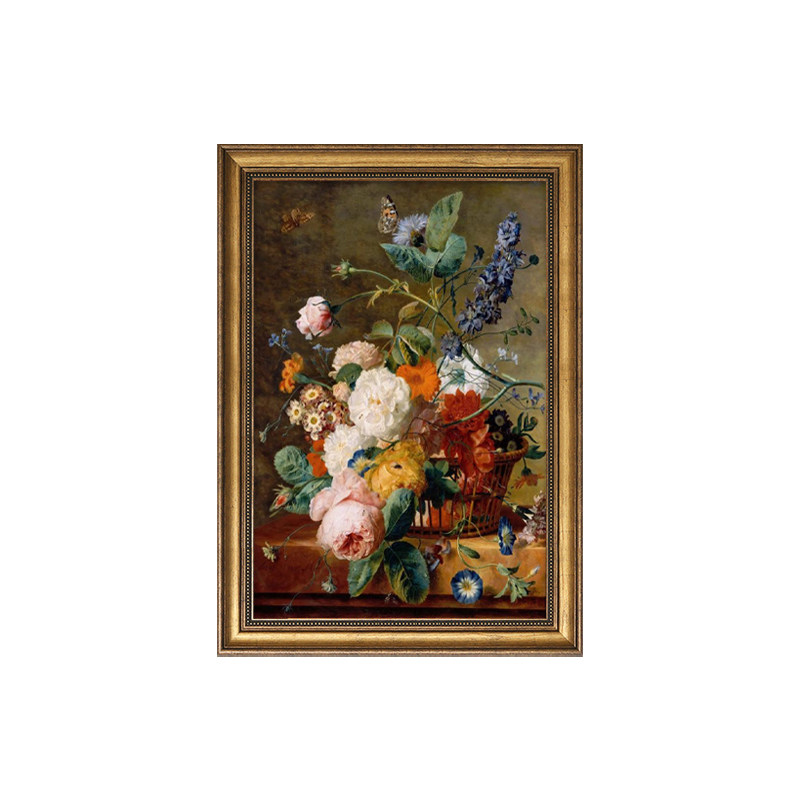 美式入户玄关装饰画复古花卉油画寓意好走廊过道挂画高级感壁画竖