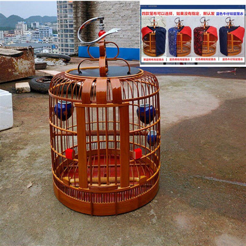 高档手工凯里三皮笼高级画眉鸟笼川笼竹制八哥笼大号全配套高档