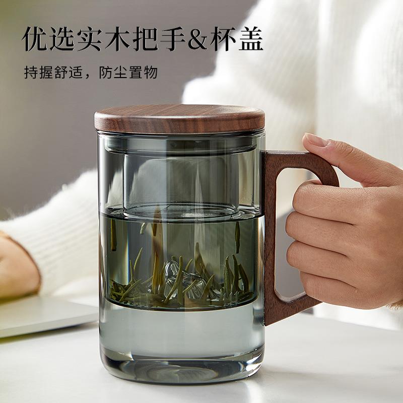玻璃杯茶水分离大容量茶杯家用泡茶男喝水杯子过滤耐热高档办公室