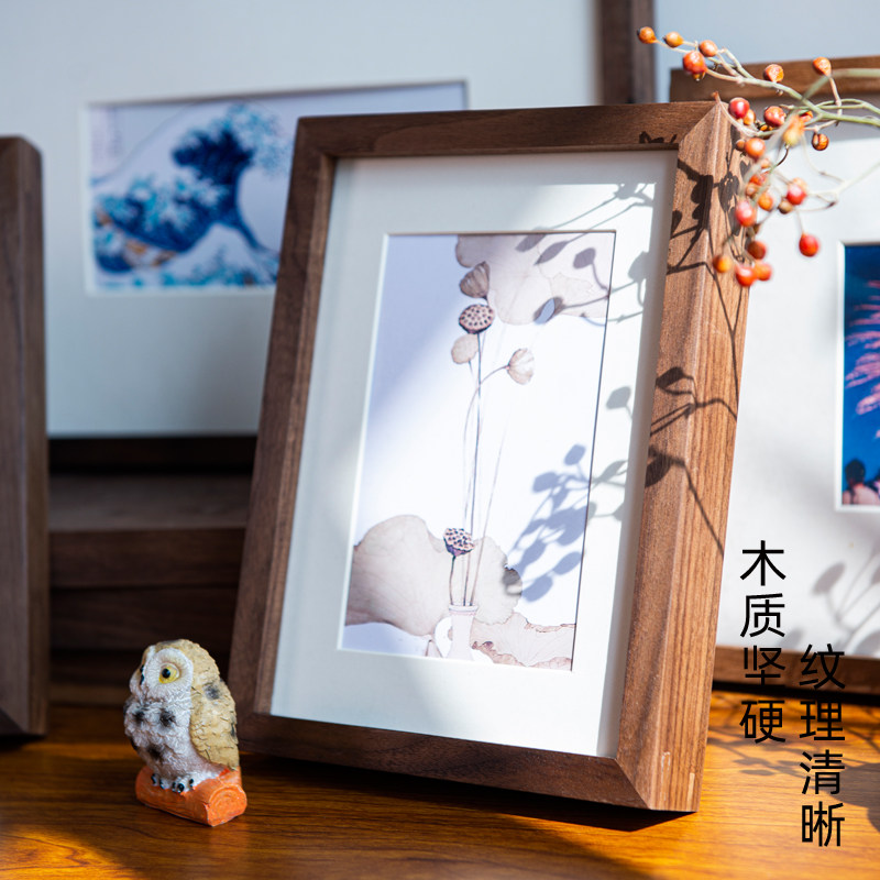 约美复古黑胡桃M实木画框洗照片做成相框摆台冲印6 8八寸定制框架
