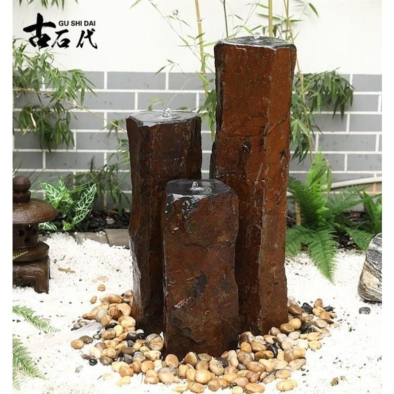 石材六方石流水喷泉组合摆件庭院水景水系花园阳台户外涌泉招财