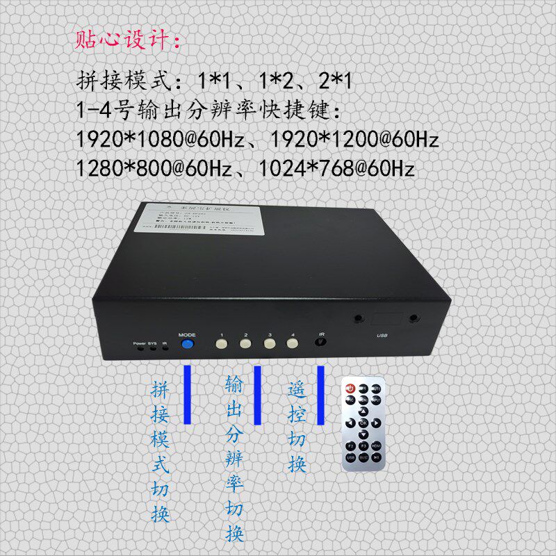 众辉2通道多屏宝扩展仪投影融合输入出点对不变形拼接器炒投专用