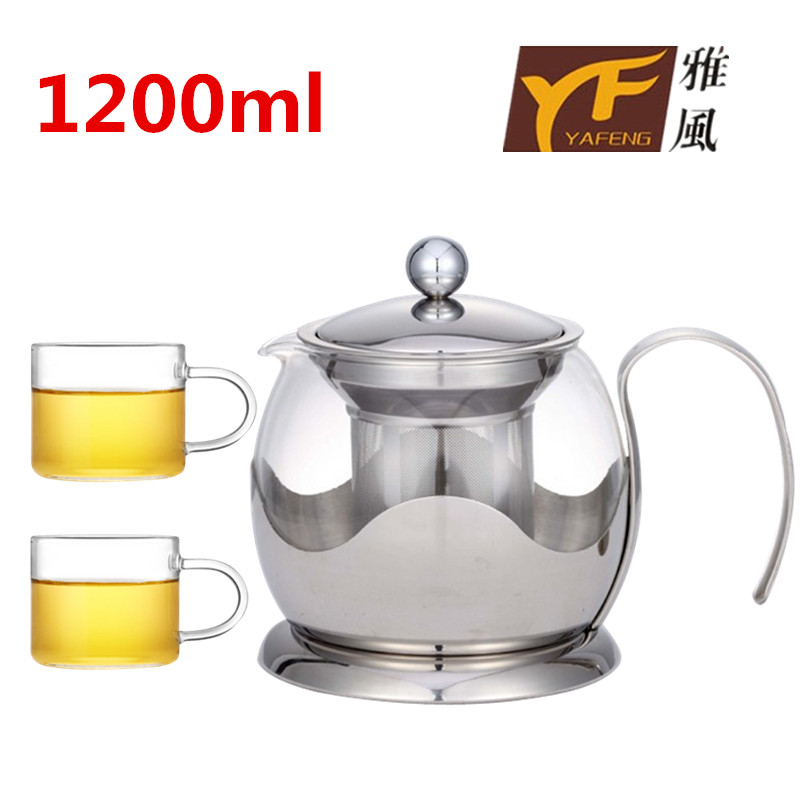 包邮雅风耐热玻璃花茶壶 茶具冲茶器莲花壶不锈钢茶漏送2个杯