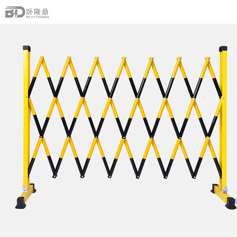 伸缩围栏杆电力隔离栏施工围网玻璃钢围栏 隔离带安全护栏黑黄1.2