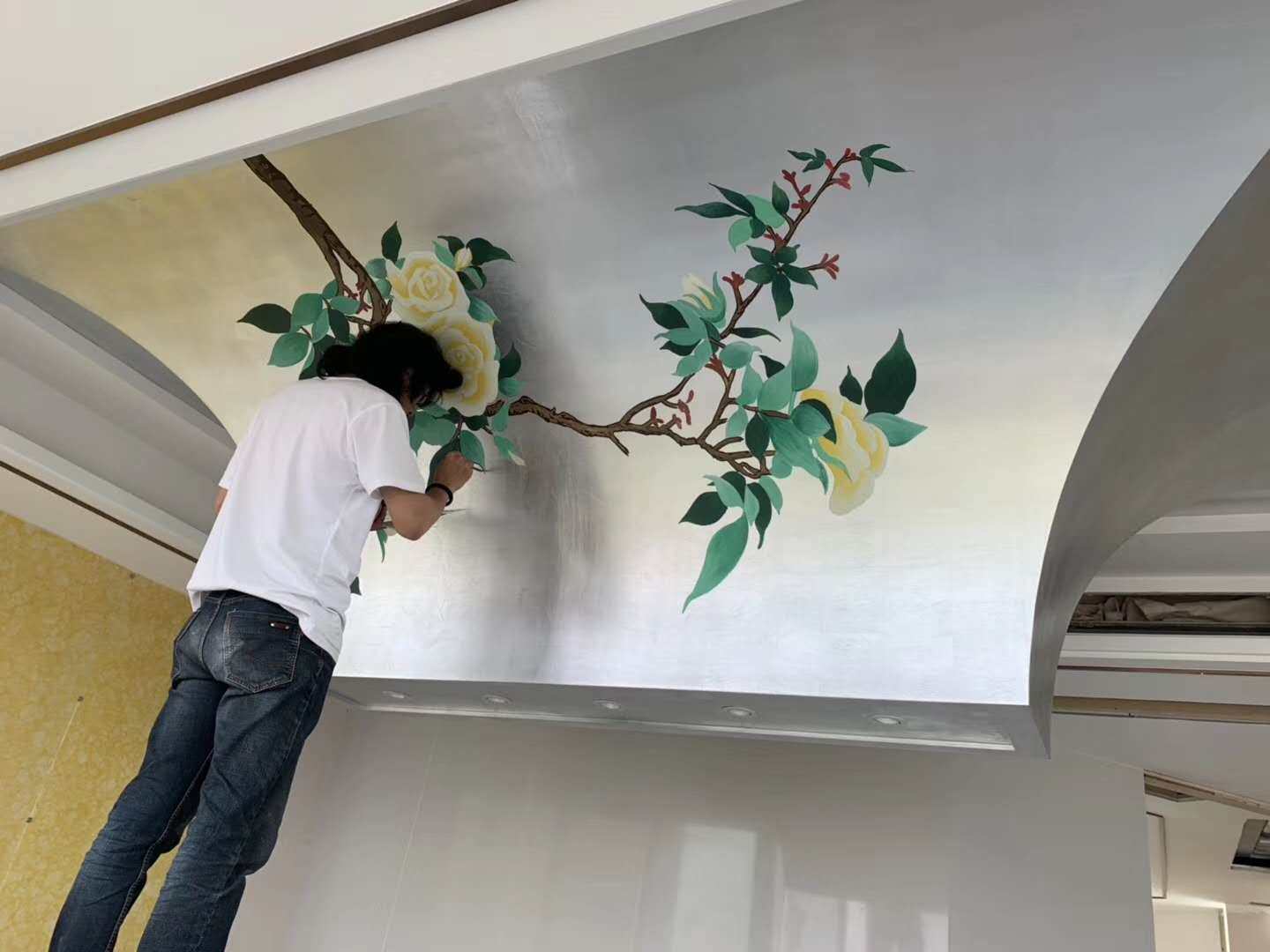 铝箔仿银箔吊顶装饰抓皱贴银铂纹理家具线条贴金玻璃镜子出口14cm