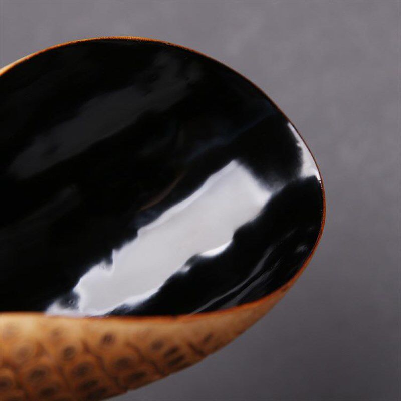 竹根大漆茶勺竹制手工打磨 茶则 茶铲 日式茶道零配 收藏美物工坊