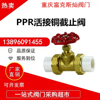 热熔PPR铜截止阀双活接PE水截门开关4分6分自来水管50塑料