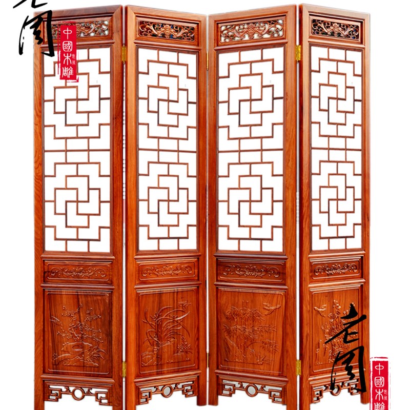东阳木雕新品实木雕刻中式仿古折叠餐厅客厅酒店玄关隔断屏风花格