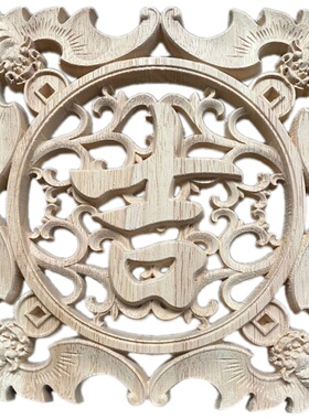 东阳木雕中式木制实木贴花明清仿古门神祥云吉祥神像人物古典浮雕