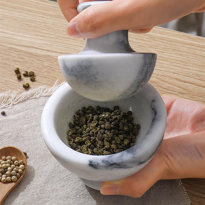 天然大理石研钵宝宝辅食研磨碗花椒胡椒香料研磨器中西药钙片磨粉