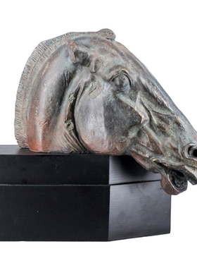 欧式复古创意马头摆件样板房酒店大堂玄关艺术品动物雕塑装饰摆设