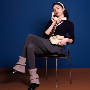 浪莎张婧仪同款羊绒打底裤女连脚加绒保暖裤袜灰色