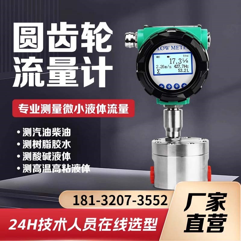 圆齿轮流量计精密微小流量测量汽油柴油糖浆树脂油脂油墨防冻液体