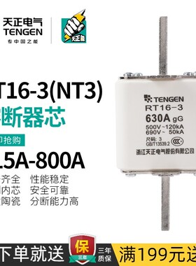 天正 熔断器刀形保险熔芯NT3 RT16-3 RO34 RT36-3 500A 630A 800A