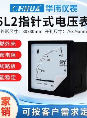 华伟6L2电压表指针式交流电压表250V300V450V500V10/0.1KV 80x80