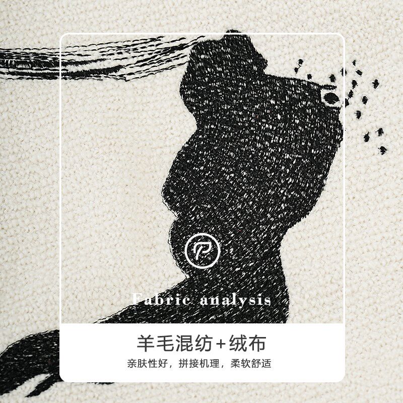 柏洛斯Vintage【红韵墨香】轻奢红白绣花样板房卧室床头背靠腰垫