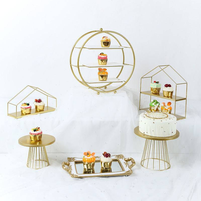 甜品台摆件冷餐茶歇台摆台托盘展示架铁艺鸟笼下午茶点心架蛋糕架