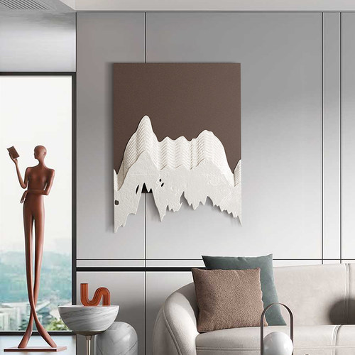 墙上装饰玄关装饰画沙发背景墙挂画样板间饭厅3d立体浮雕砂岩肌理