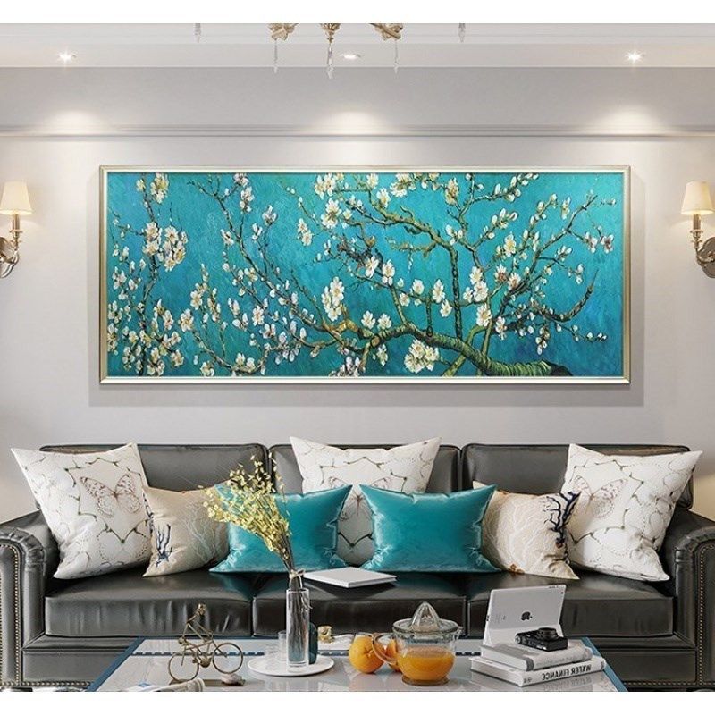 手绘油画梵高杏花世界名画客厅装饰画卧室牀头挂画饭厅手工画
