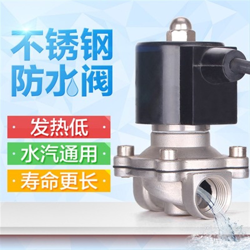 不锈钢防水电磁阀 电动控制管道阀门开关 6分4分 水阀油阀气阀 2S