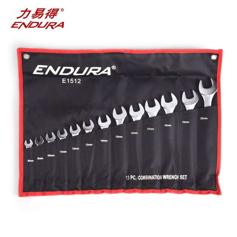 ENDURA力易得E1512凸筋两用扳手13件套棘轮双开口双梅花敲击单头