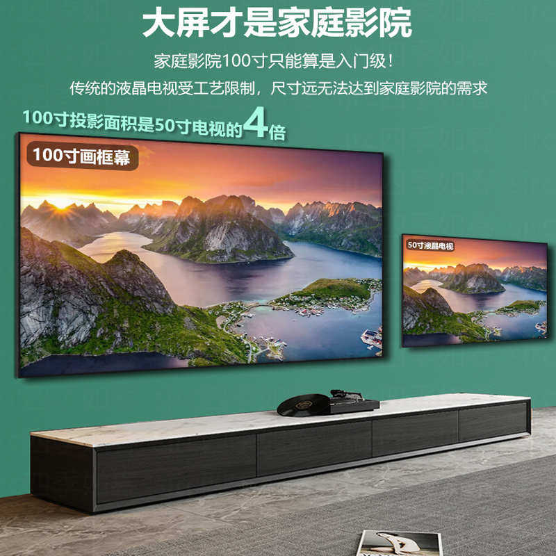 72-150寸投影幕布画框幕布抗光幕布金属K幕布投影家用投影仪布幕