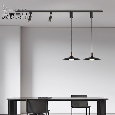 意式极简餐厅吊灯飞n碟灯三头长方形现代简约升降移动轨道吧台吊