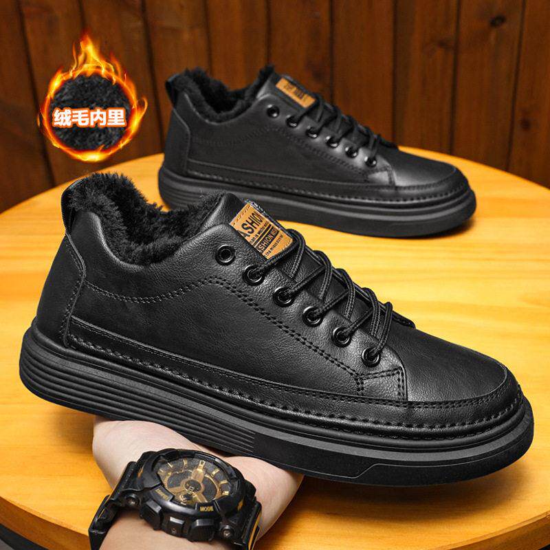 秋冬加绒休闲皮鞋厚水厨房5590-1棉鞋加保士暖板防鞋潮流时尚鞋子