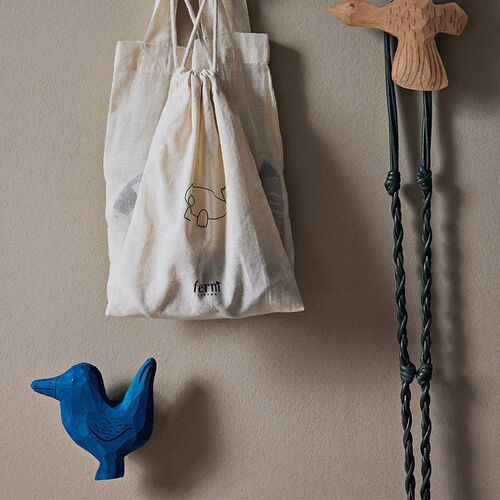 丹麦Ferm Living Bird Hook系列 手K工白杨木装饰墙面鸟挂钩  北