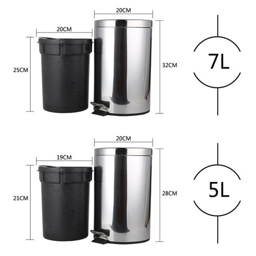 不锈钢垃圾桶脚踏带盖家用收纳桶35L7L8L12L20L30L静Y音缓降垃圾
