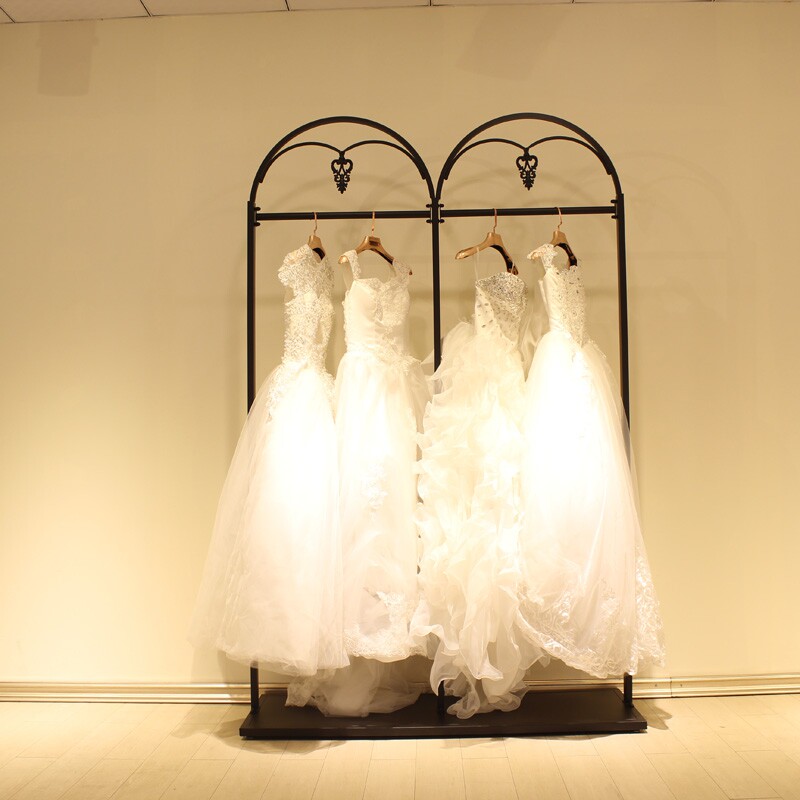 欧式铁艺婚纱架影楼货架服装店落地衣服架挂婚纱架子工作室挂衣架