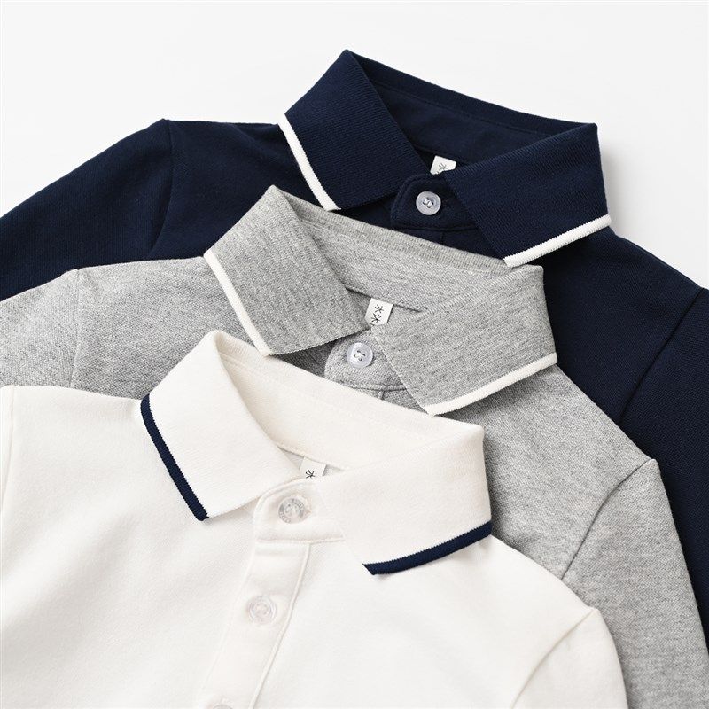 儿童纯棉POLO衫 校服 男童女童长袖上衣 中大童T恤打底衫夏款童装
