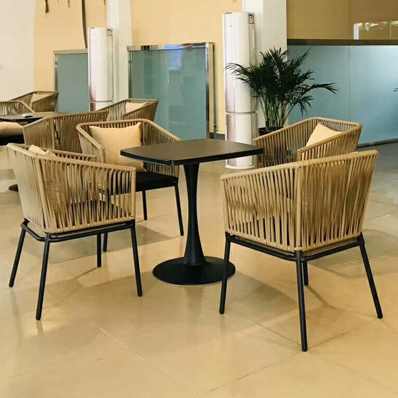户外藤编餐饮店桌椅组合庭院花园阳光房休闲阳台藤椅室外外摆椅子