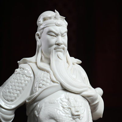 戴玉堂 关公摆件 陶瓷武财神关二爷神像关帝圣君供奉家用客厅装饰