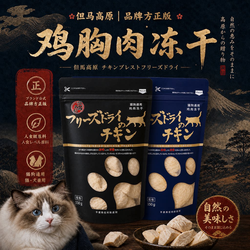 【大包150g】但马高原鸡肉冻干整块原切鸡胸肉犬猫狗通用零食幼猫