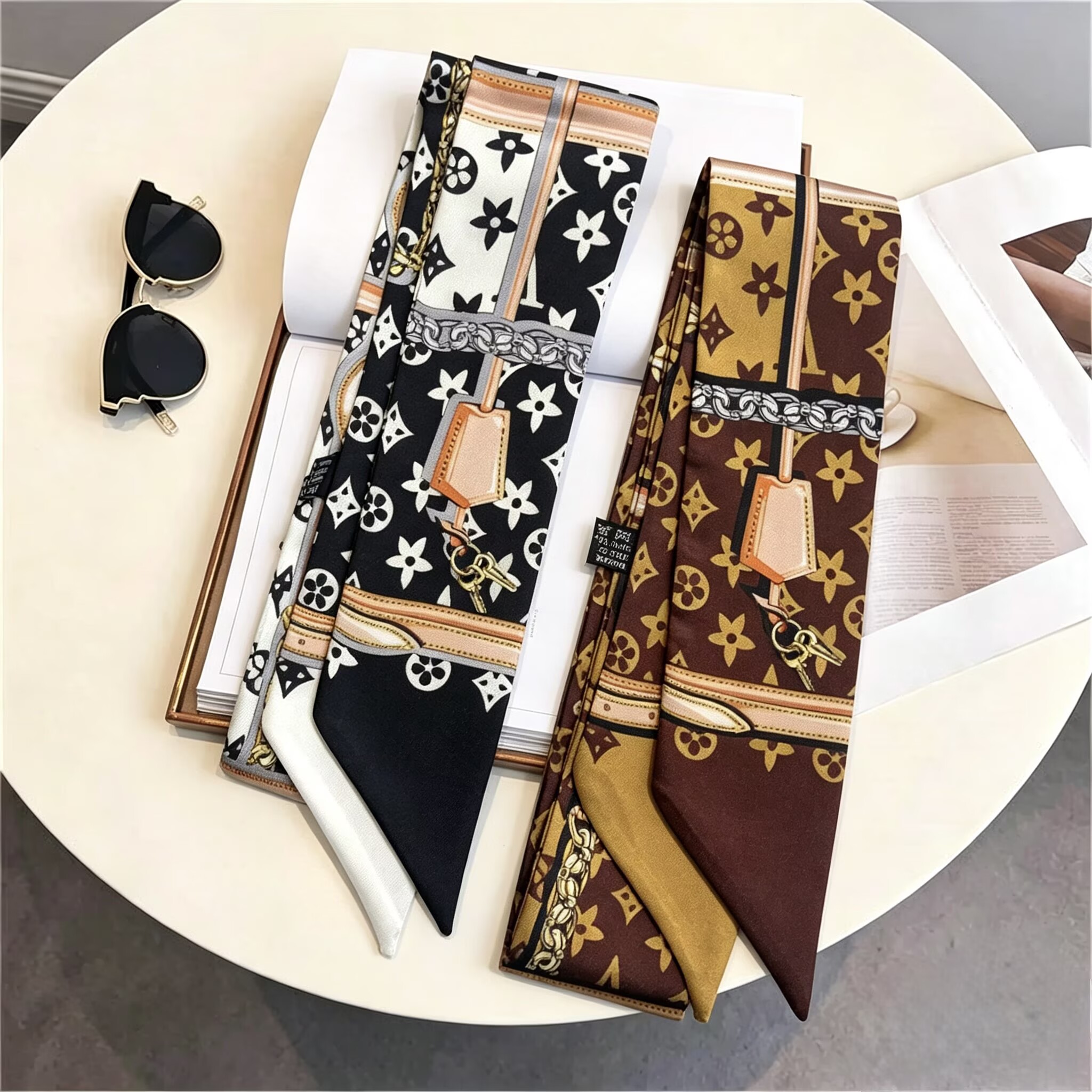 LV&GEDETE 老花丝巾字母细长条丝带绑包手柄Speedy20装饰丝带车挂图片